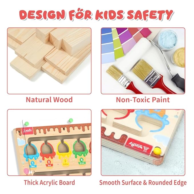 Wooden Ice Cream Maze Magnetic Puzzle Board