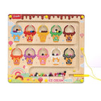 Wooden Ice Cream Maze Magnetic Puzzle Board