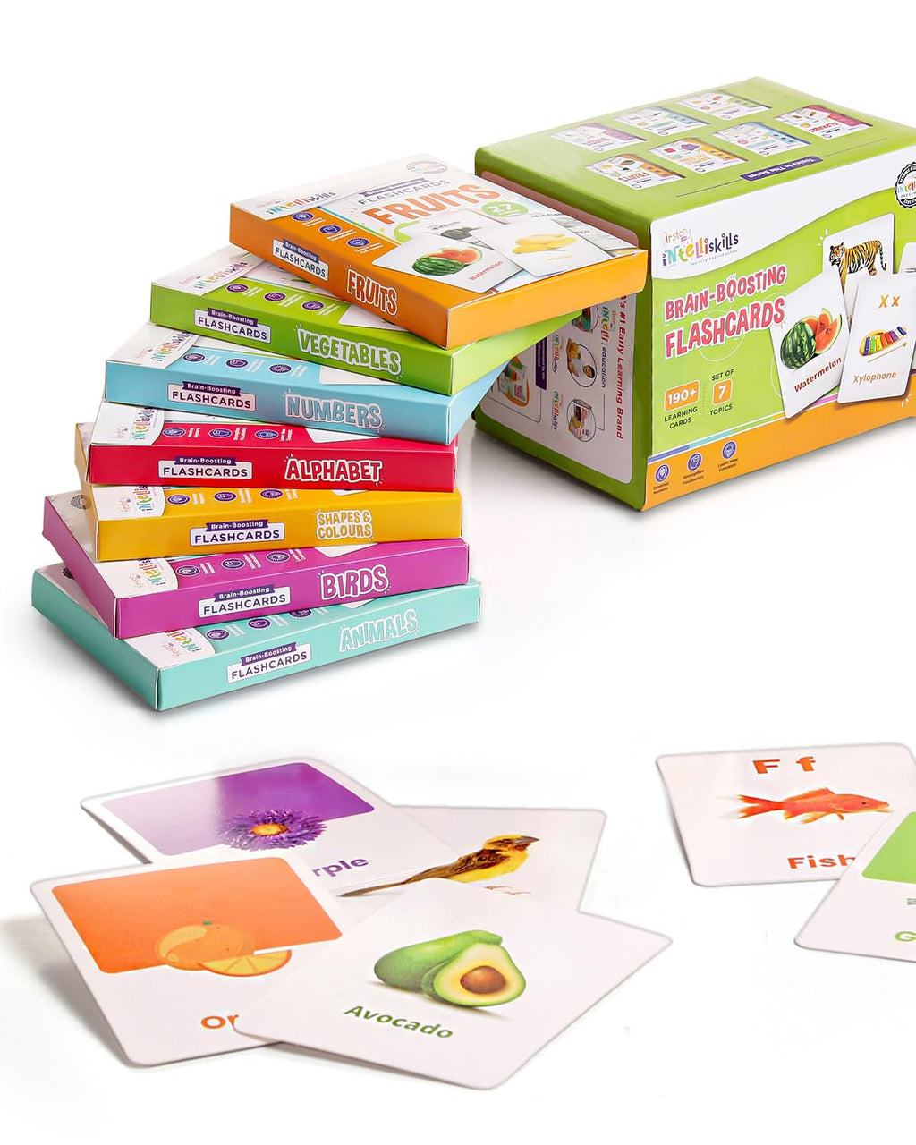 Intelliskills Premium 7-in-1 Brain Boosting Flash Cards for Kids