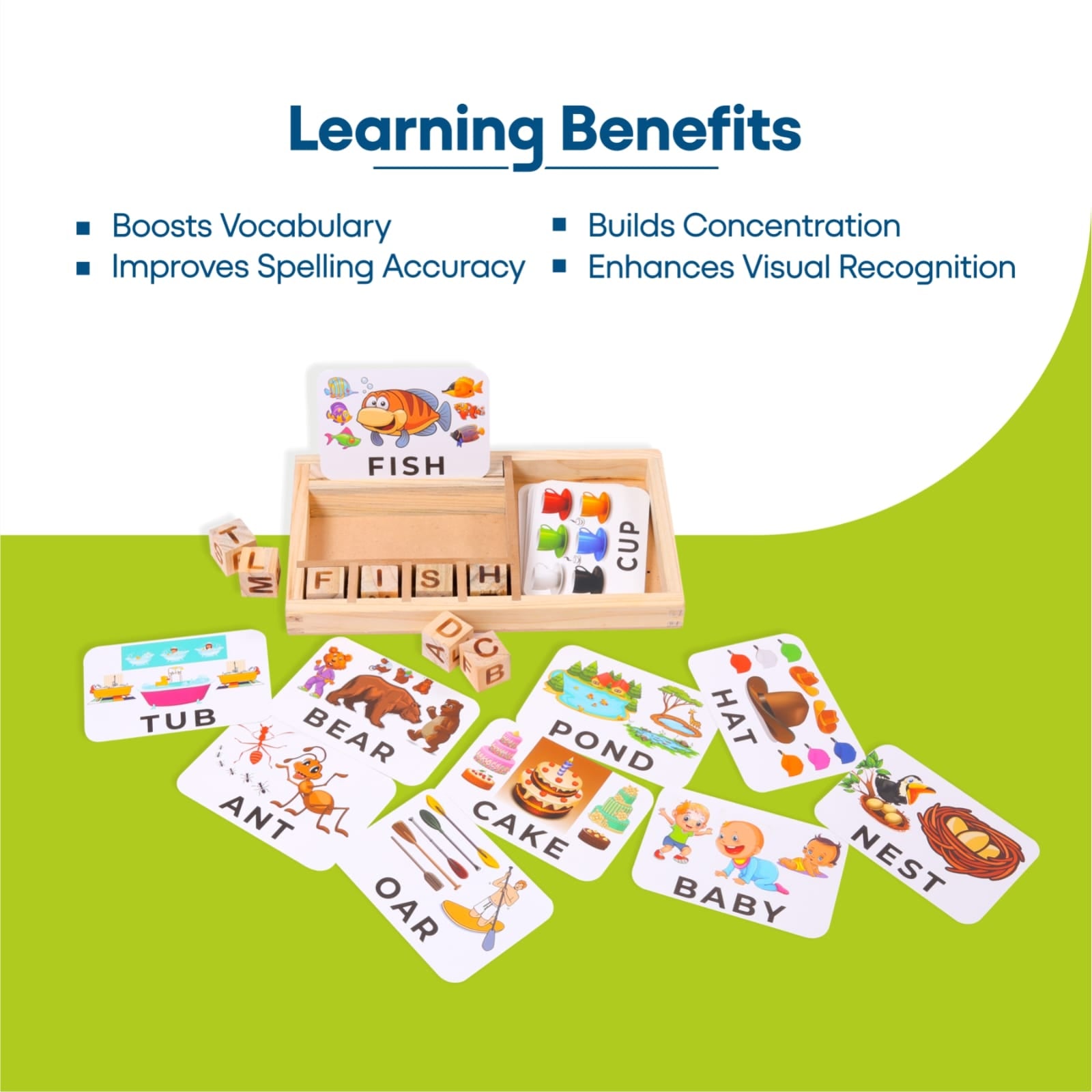 Spelling Game wooden with flash cards