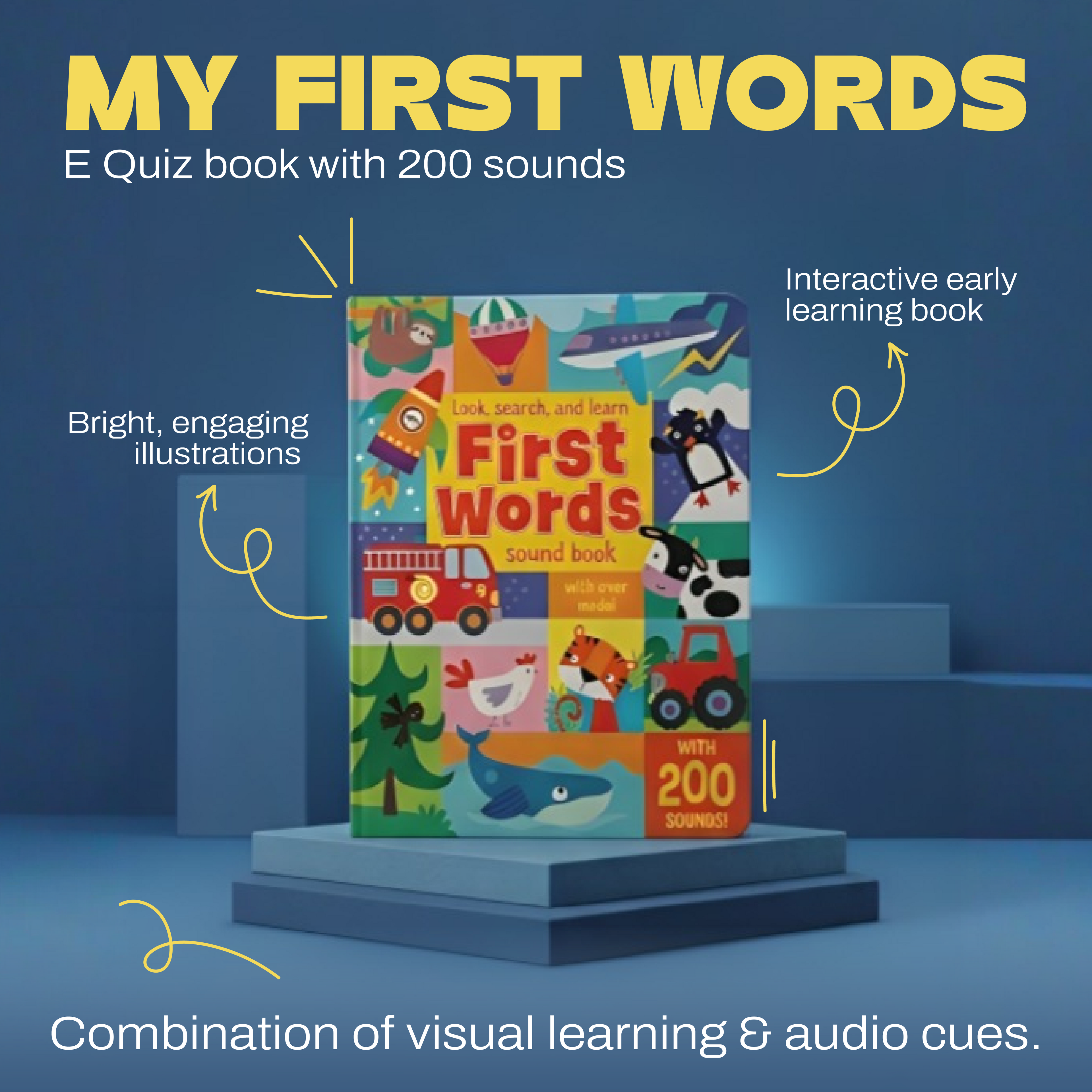 My first words (E Quiz book with 200 sounds)